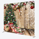 Aperturee - Aperturee Snowy Wooden Christmas vibe tension fabric Backdrop